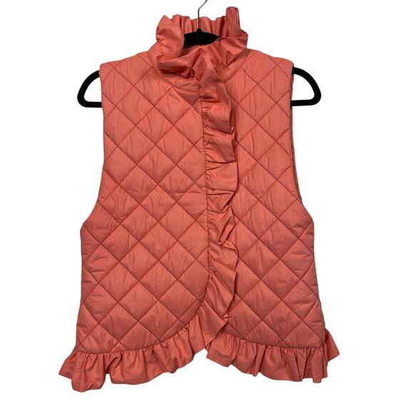 Clare V. Coral Quilted Snap Front Puffer Vest - Picture 1 of 7
